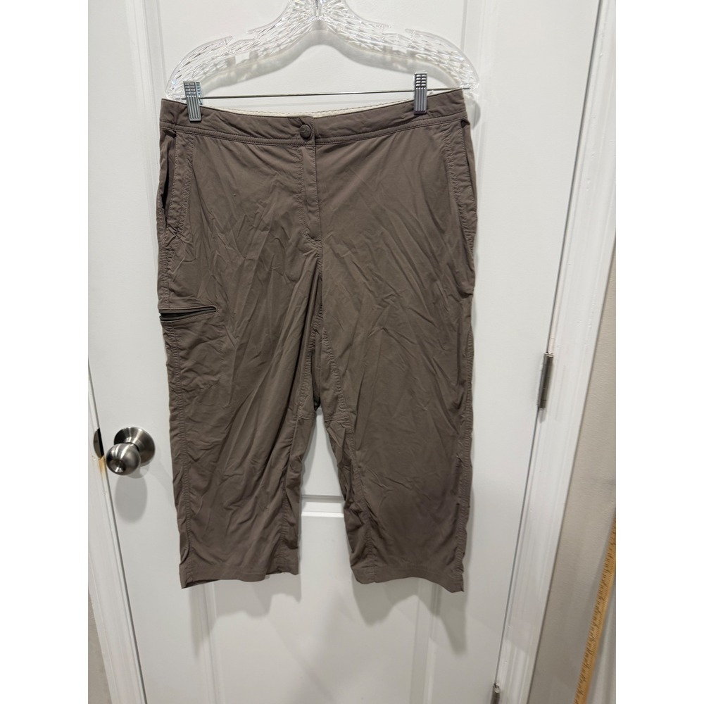 LL Bean Womens Capri Pants Cargo Stretch Brown Size 12 Reg